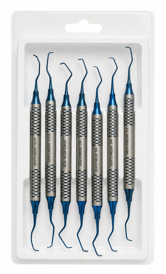 7 Pcs Titanium Coated Gracey Curettes Set Periodontal Scaler Kit