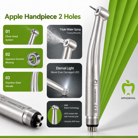 Apple Dental Handpiece 2 Holes | High-Speed LED Dental Handpiece